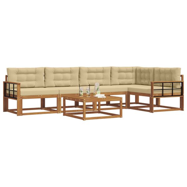 vidaXL Outdoor-Sofagarnitur mit Kissen 6 pcs Natur und Beige