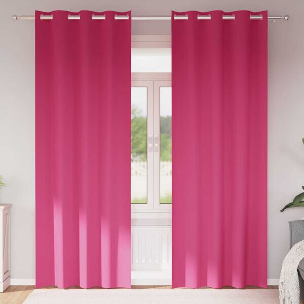 vidaXL Verdunkelungs-Vorhänge mit Ringen 2 pcs Helles Pink