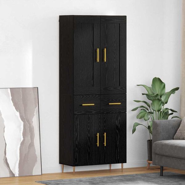 vidaXL Highboard Schwarz Eichen-Optik 69,5 x 34 x 180 cm Holzwerkstoff