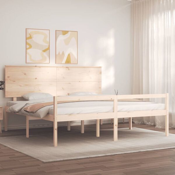 vidaXL Seniorenbett mit Kopfteil 200x200 cm Massivholz