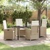 vidaXL Garten Essgruppe mit Kissen 5 pcs Beige Poly-Rattan