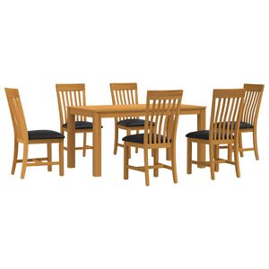 vidaXL Essgruppe 7 stk. Schwarz Massivholz Eiche
