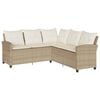 vidaXL L-f&ouml;rmiges Couchsofa mit Kissen Beige Polyrattan