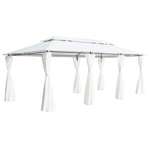 vidaXL Pavillon mit Vorh&auml;ngen 600x298x270 cm Wei&szlig; 180g/m&sup2;