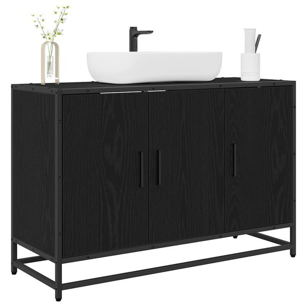 vidaXL Badezimmerschrank mit T&uuml;r Schwarz Eichen-Optik 90 x 33 x 60 cm