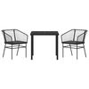 vidaXL Garten Essgruppe 3 pcs Schwarz Poly-Rattan