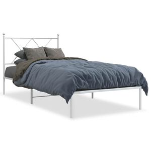 vidaXL Bettgestell mit Kopfteil Metall Wei&szlig; 90x190 cm