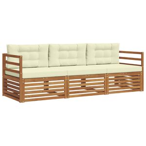 vidaXL Outdoor-Sofagarnitur 3 stk. Natur und Creme