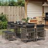 vidaXL 9-tlg. Garten-Essgruppe mit Kissen Grau Poly Rattan