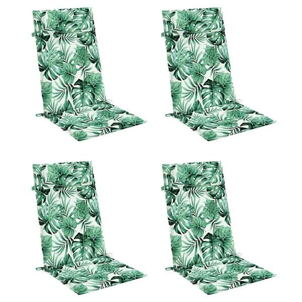 vidaXL Hochlehner-Auflagen 4 Stk. Blattmuster Oxford-Gewebe