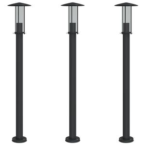 vidaXL Wegeleuchten 3 Stk. Schwarz 100 cm Edelstahl