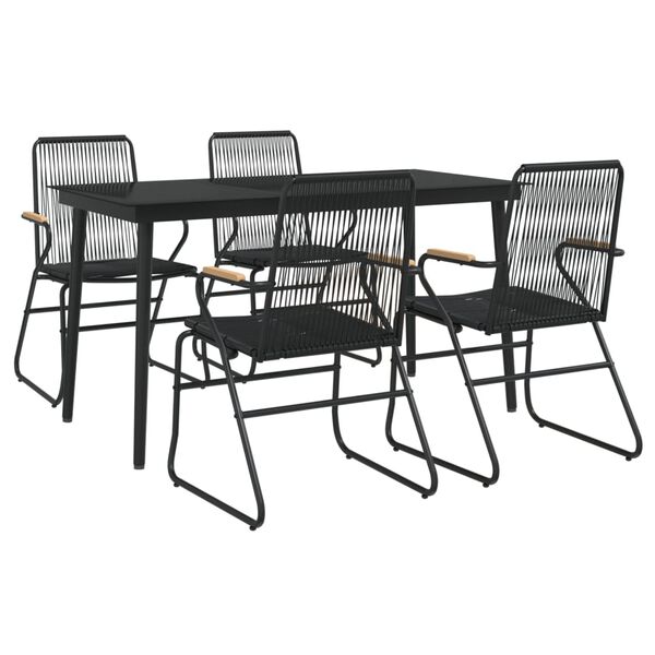 vidaXL 5-tlg. Garten-Essgruppe Schwarz PVC Rattan