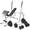 vidaXL Hantelbank mit Ablage, Langhantel und Kurzhantel-Set 120 kg