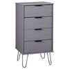 vidaXL Schubladenschrank Grau 45x39,5x90,3 cm Massivholz Kiefer