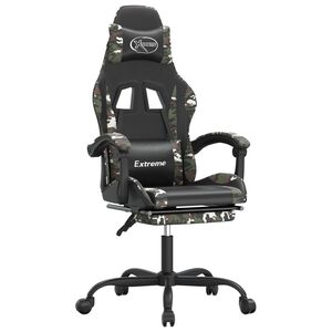 vidaXL Gamingstuhl mit Fu&szlig;st&uuml;tze Drehbar Schwarz Tarnfarben Kunstleder
