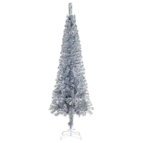 vidaXL Schlanker Weihnachtsbaum Silbern 120 cm