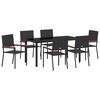 vidaXL Garten Essgruppe mit Kissen 7 pcs Schwarz Poly-Rattan