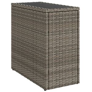 vidaXL Garten-Beistelltisch mit Glasplatte Grau 58x27,5x55 cm Rattan