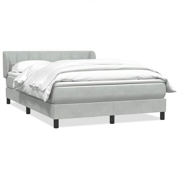 vidaXL Boxspringbett mit Matratze Hellgrau 160x220 cm Samt