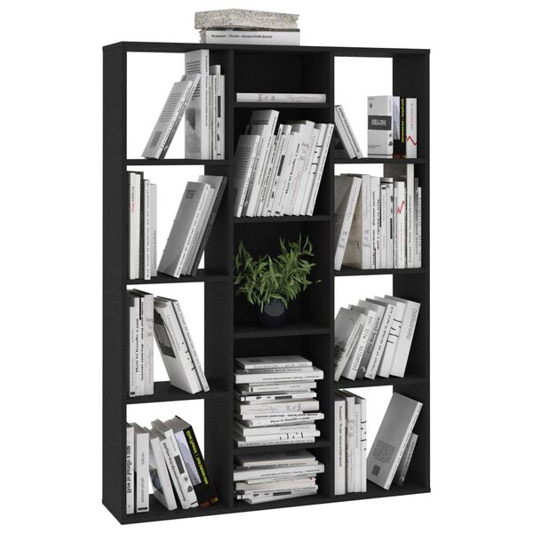 vidaXL Raumteiler/Bücherregal Schwarz 100x24x140 cm Holzwerkstoff