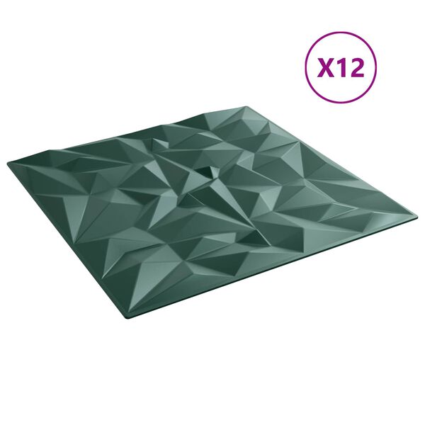 vidaXL Wandpaneele 12 pcs Amethyst Gr&uuml;n 50 x 50 cm XPS Schaum