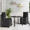 vidaXL Garten Essgruppe mit Kissen 3 pcs Schwarz Poly-Rattan