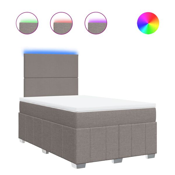vidaXL Boxspringbett mit Matratze Taupe 120x190 cm Stoff