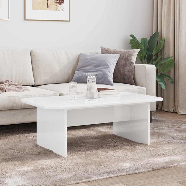 vidaXL Couchtisch Hochglanz Wei&szlig; 93 x 53 x 33 cm Holzwerkstoff