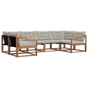 vidaXL Outdoor-Sofagarnitur mit Kissen 6 pcs Nat&uuml;rlich und Hellgrau