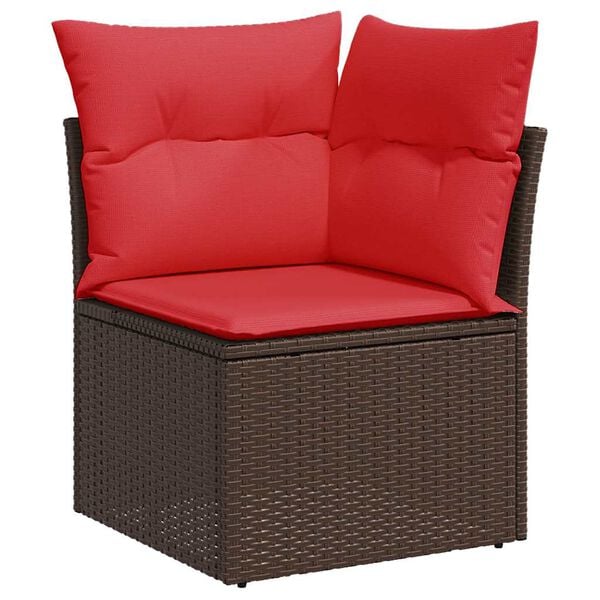 vidaXL 10-tlg. Garten-Sofagarnitur mit Kissen Braun Poly Rattan