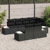 vidaXL Gartensofa-set mit Kissen 7 pcs Schwarz Poly-Rattan