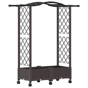 vidaXL Hochbeet mit Rankgitter und Dach Braun 124 x 40 x 129 cm PP