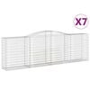 vidaXL Gabionen mit Hochbogen 7 Stk. 400x50x120/140cm Verzinktes Eisen