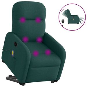 vidaXL Elektrischer Massagesessel mit Aufstehhilfe Dunkelgr&uuml;n Stoff