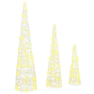vidaXL Weihnachtsbaum mit 90 LEDs 3 pcs Warmwei&szlig; 20 x 20 x 80 cm Acryl
