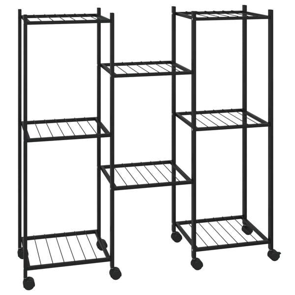 vidaXL Blumenständer mit Rollen 83x25x83,5 cm Schwarz Eisen