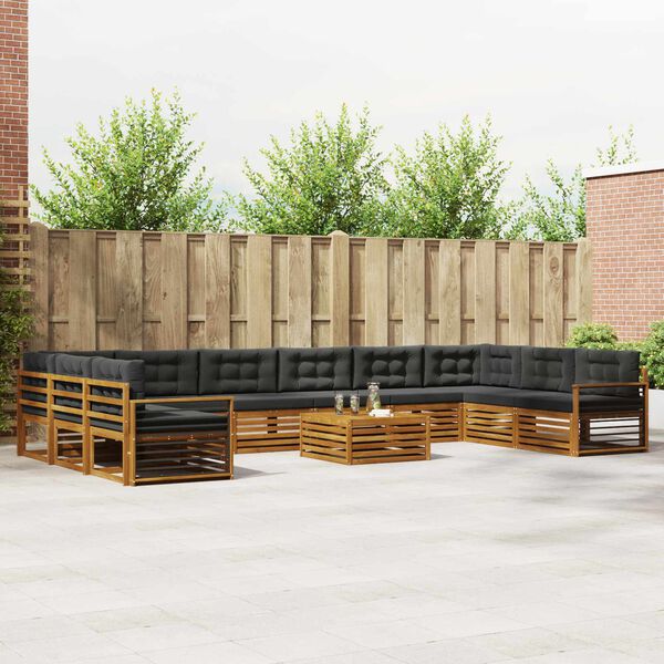vidaXL Sofagarnituren 11 pcs Natur und Anthrazit Massivholz Akazie