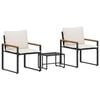 vidaXL M&ouml;belsets 3 Stk. Schwarz und Cremewei&szlig; Rattan