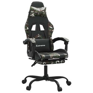vidaXL Gamingstuhl mit Fu&szlig;st&uuml;tze Drehbar Schwarz Tarnfarben Kunstleder