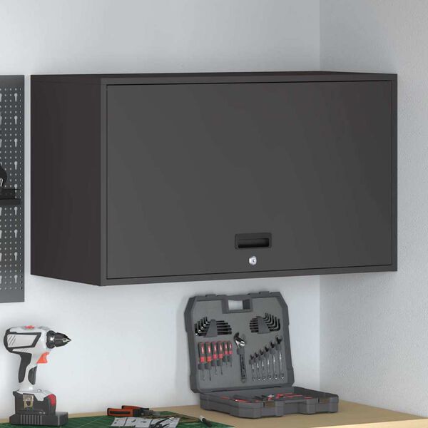 vidaXL Wandschrank f&uuml;r die Garage mit Gasdrucklift-T&uuml;r Schwarz