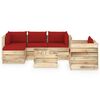 vidaXL 6-tlg. Garten-Lounge-Set mit Kissen Gr&uuml;n Impr&auml;gniertes Holz