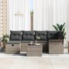 vidaXL Gartensofa-set mit Kissen mit Speicher 7 pcs Grau Poly-Rattan
