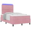vidaXL LED Boxspringbett mit Matratze Rosa 120 x 190 cm Stoff