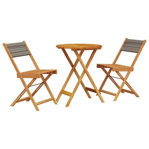 vidaXL 3-tlg. Bistro-Set Grau Polypropylen und Massivholz