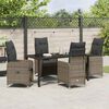 vidaXL Garten Essgruppe mit Kissen 5 pcs Grau Poly Rattan