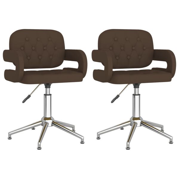 vidaXL Esszimmerst&uuml;hle 2 Stk. Drehbar Braun Kunstleder