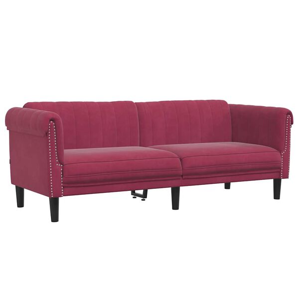 vidaXL Sofa 3-Sitzer Weinrot Samt