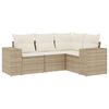 vidaXL 4-tlg. Garten-Sofagarnitur mit Kissen Beige Poly Rattan