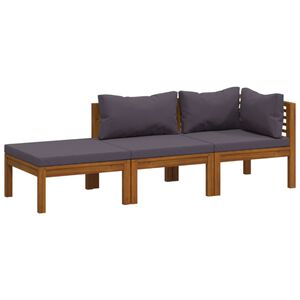 vidaXL 3-tlg. Garten-Lounge-Set mit Auflagen Massivholz Akazie