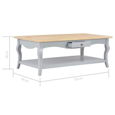 280012 vidaXL Coffee Table Grey 110x60x40 cm MDF